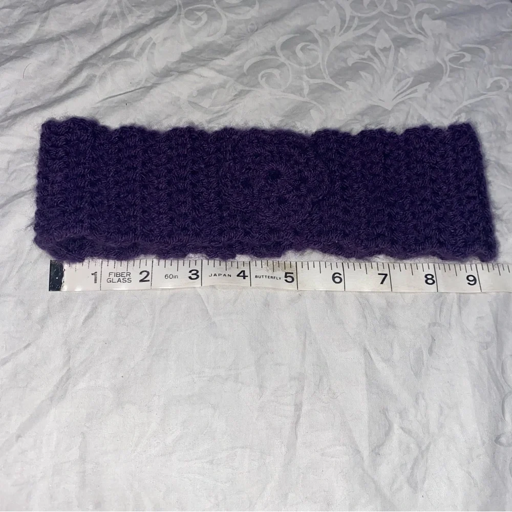 Headband Crochet Flower Knit Purple Thick Wide Ear Warmer earmuffs Warm cover